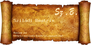 Sziládi Beatrix névjegykártya